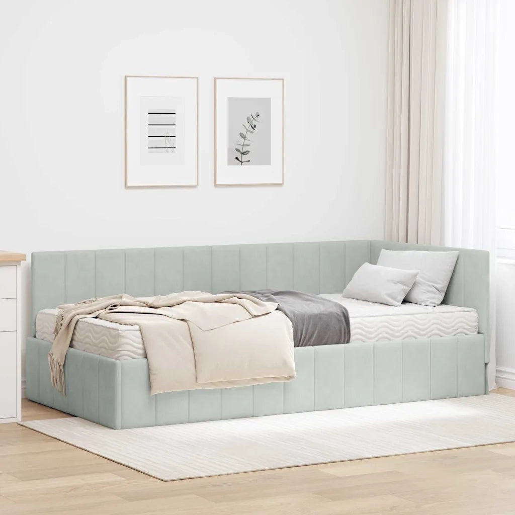 Struttura Letto Angolare con Materasso 2 pcs Grigio chiaro 3393848