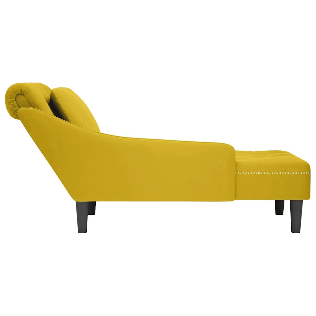 Sdraio con Cuscino e Bracciolo Destro in Velluto Giallo 4009778