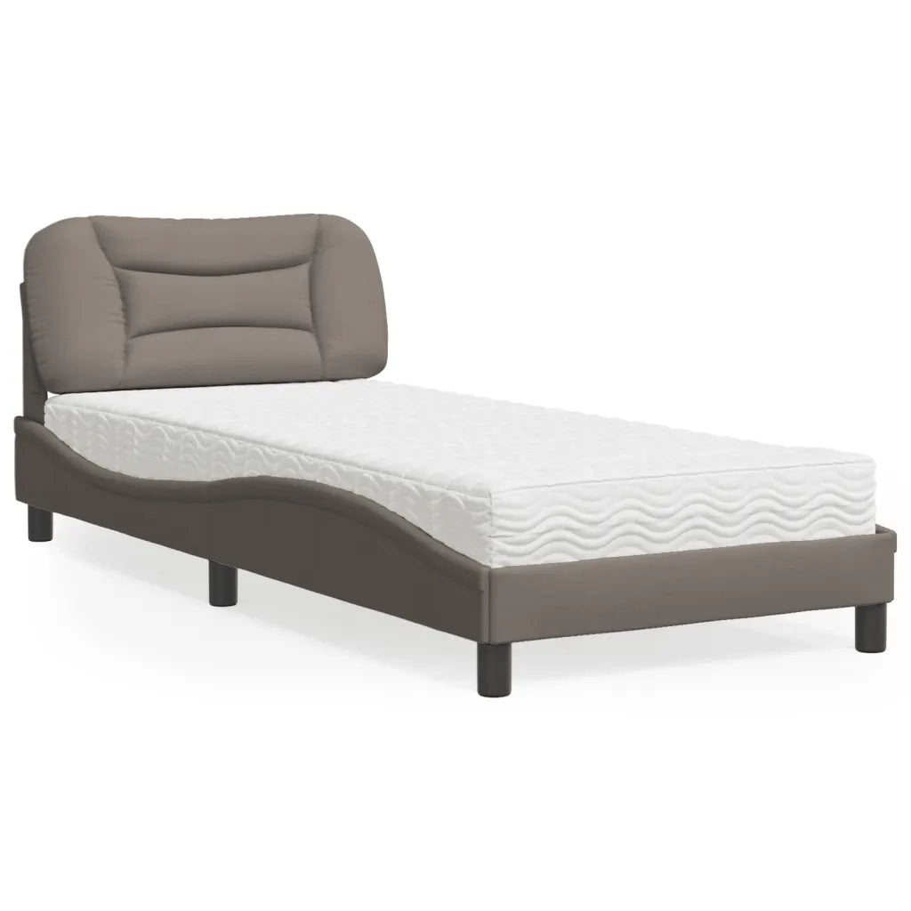 Letto con Materasso Hvar Tortora 90x190 cm in Tessuto