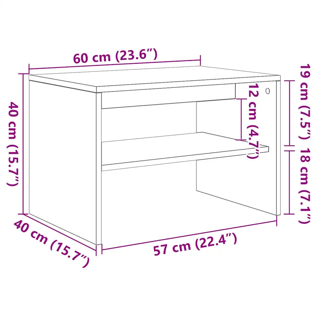 Mobile Porta TV Rovere Fumo 60x40x40 cm in Legno Multistrato 859104