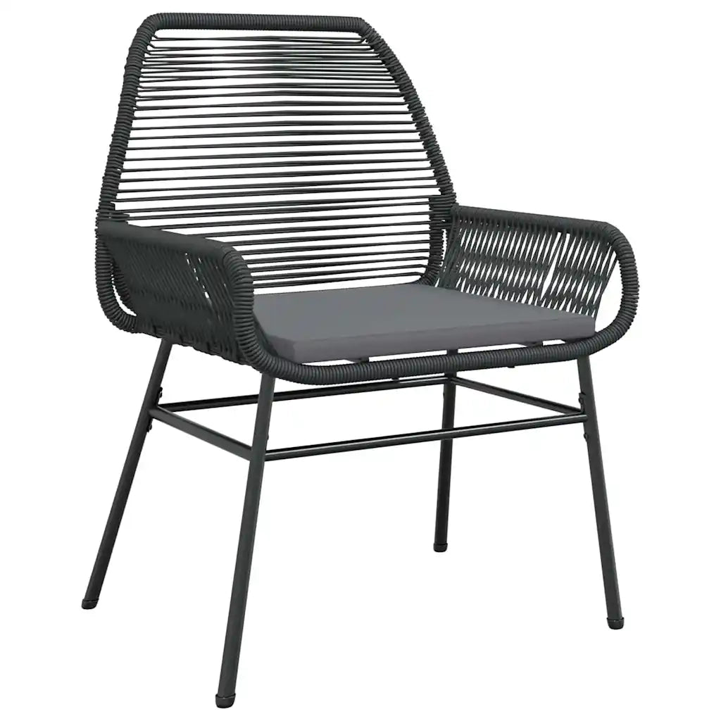 Set da Pranzo per Giardino con cuscino 3 pcs Nero polyrattan