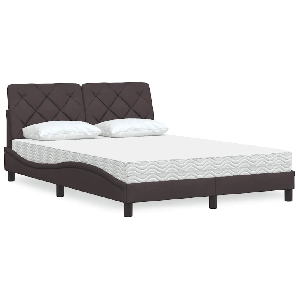 Letto con Materasso Marrone Scuro 120x200cm Tessuto 3310730