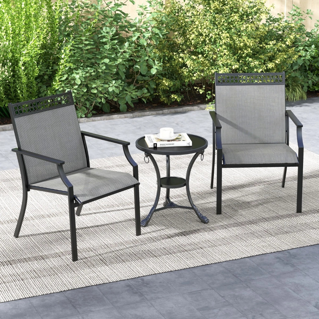 Set di 2 sedie da pranzo per giardino con schienale alto tessuto a rapida asciugatura, Sedie da esterno Grigio