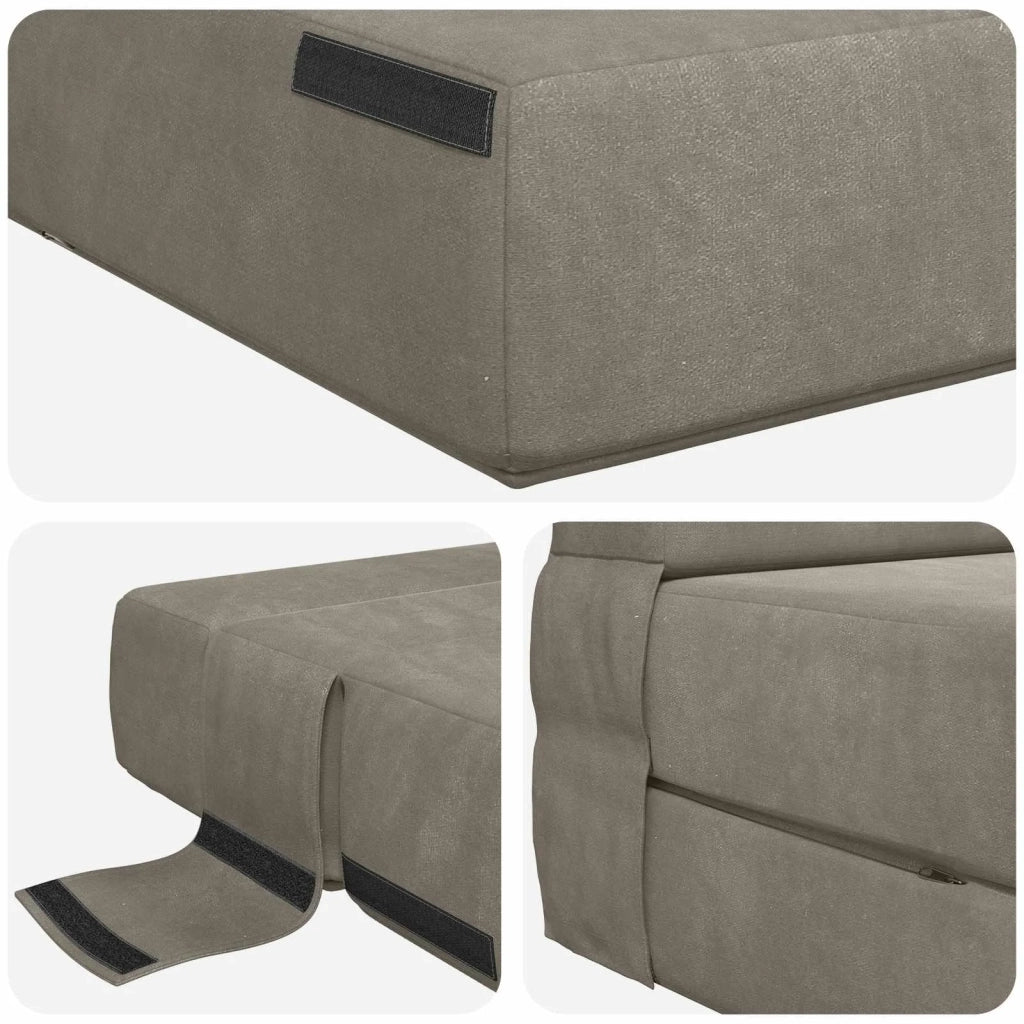Divano Letto Pieghevole Grigio Chiaro 70 x 80 x 60 cm Tessuto 900092