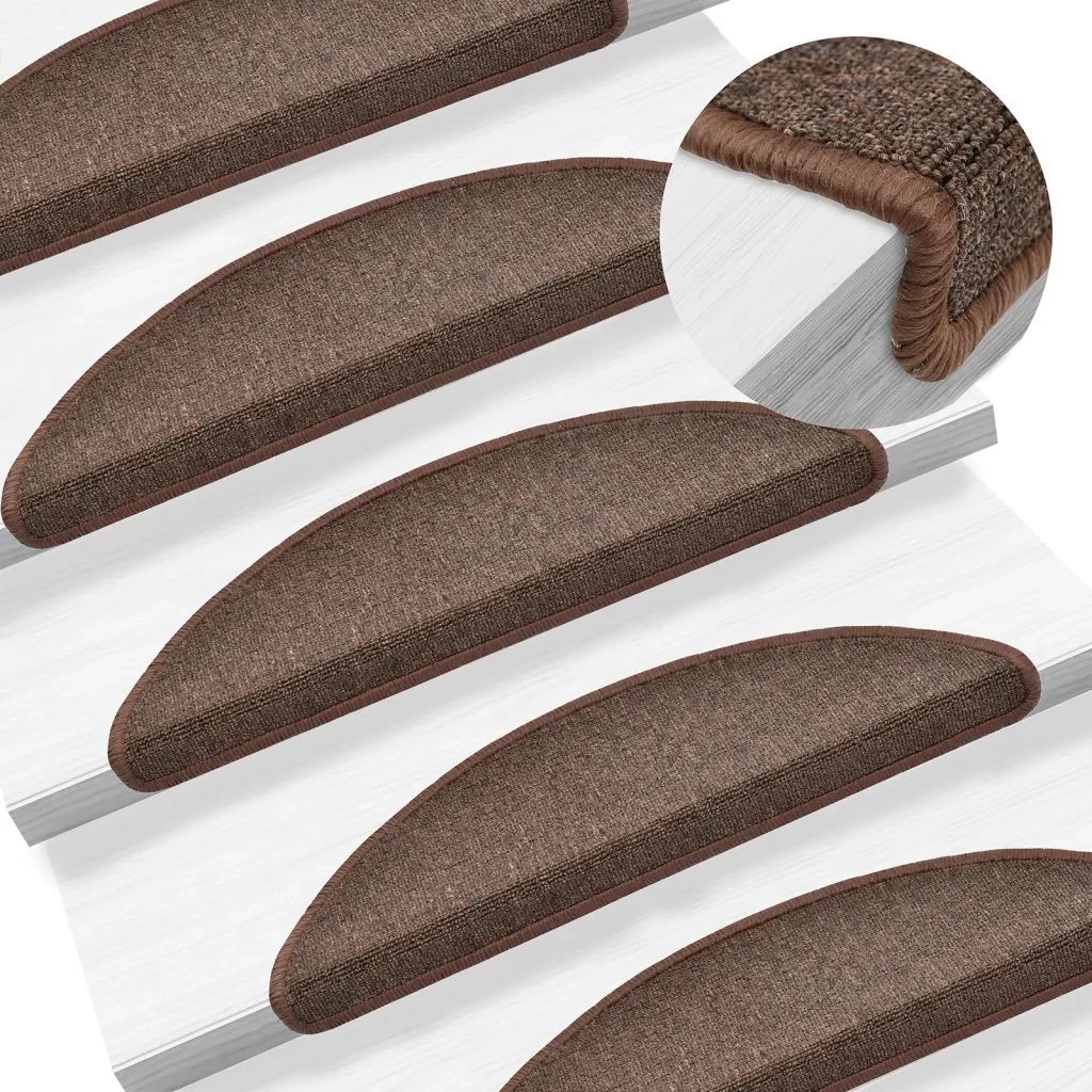 Tappetini per scale 10 pz 56x17x3 cm Marrone caffè Semicircolari 149743
