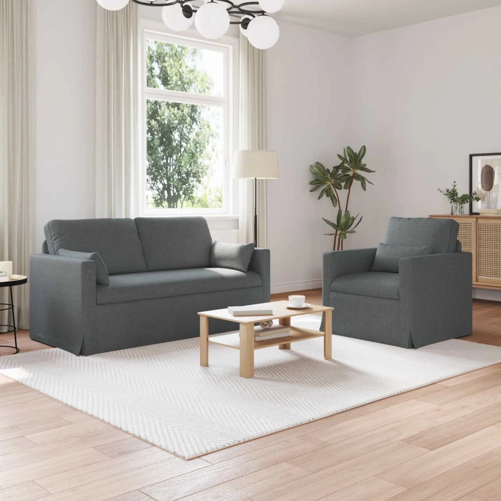 Set di divani 2 pcs Grigio scuro 158 x 78 x 80 cm Tessuto 3407538