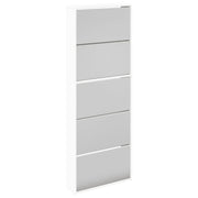 Scarpiera | Mobile per scarpe a 5 Strati con Specchio Bianca 63x17x169,5 cm