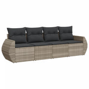 Set Divano da Giardino 4pz | Set Salotto da Giardino con Cuscini Grigio Chiaro Polyrattan