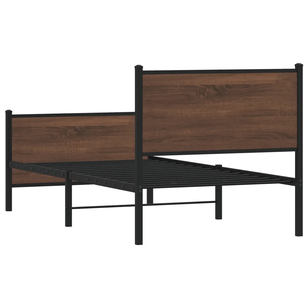 Giroletto senza Materasso-Struttura Letto in Metallo Rovere Marrone 90x200 cm 836931