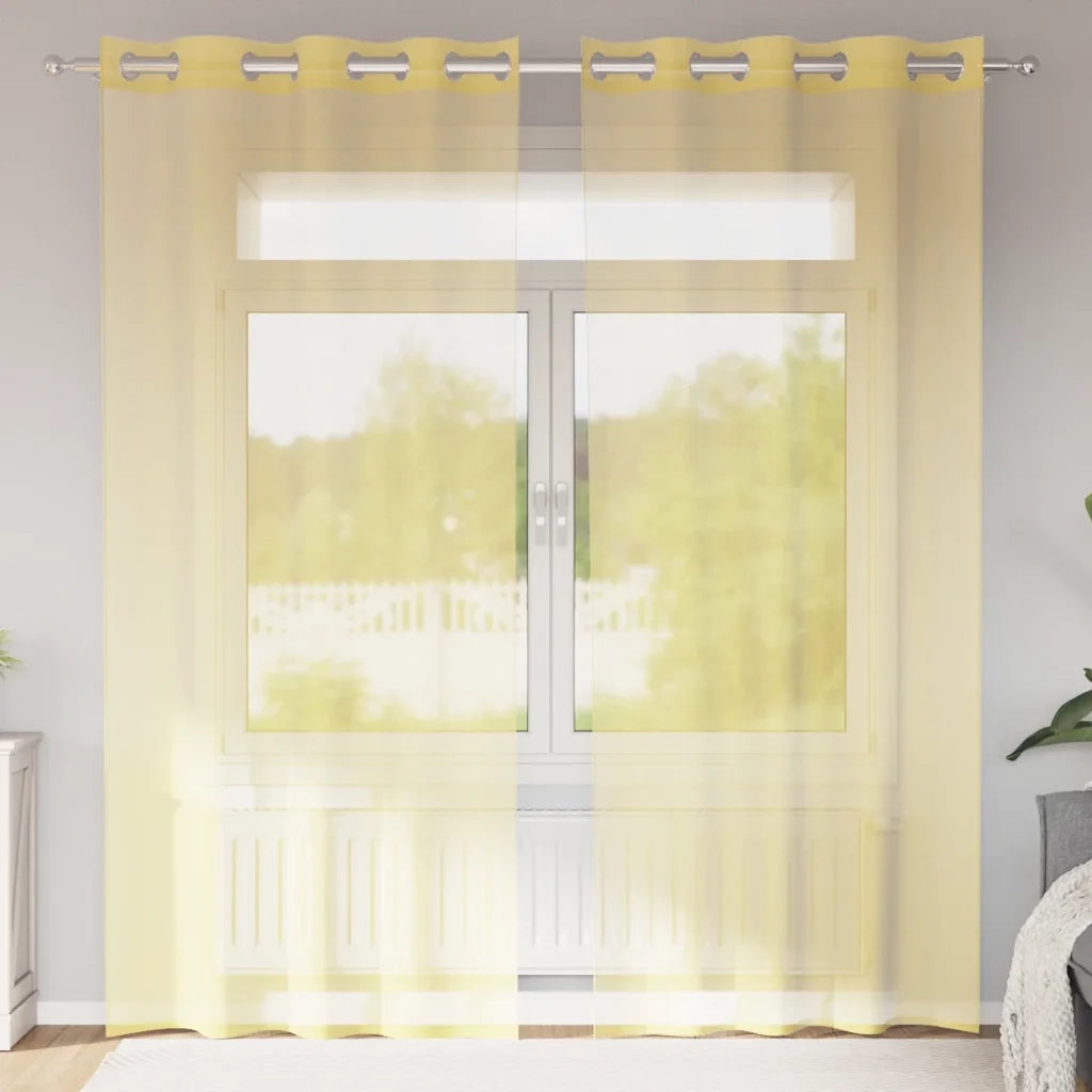 Tende in Voile con Occhielli 2 pz Giallo