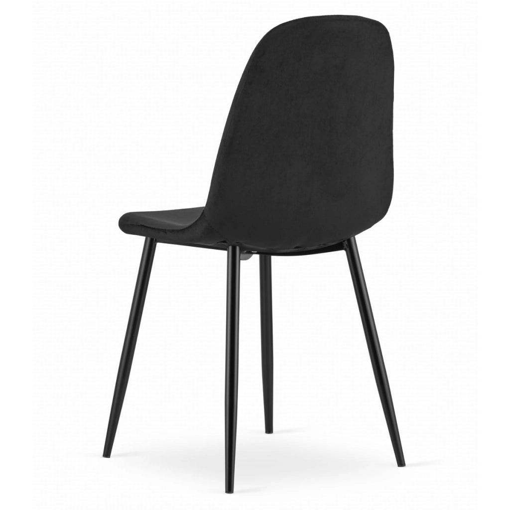Sedia Como in velluto nero con gambe in metallo