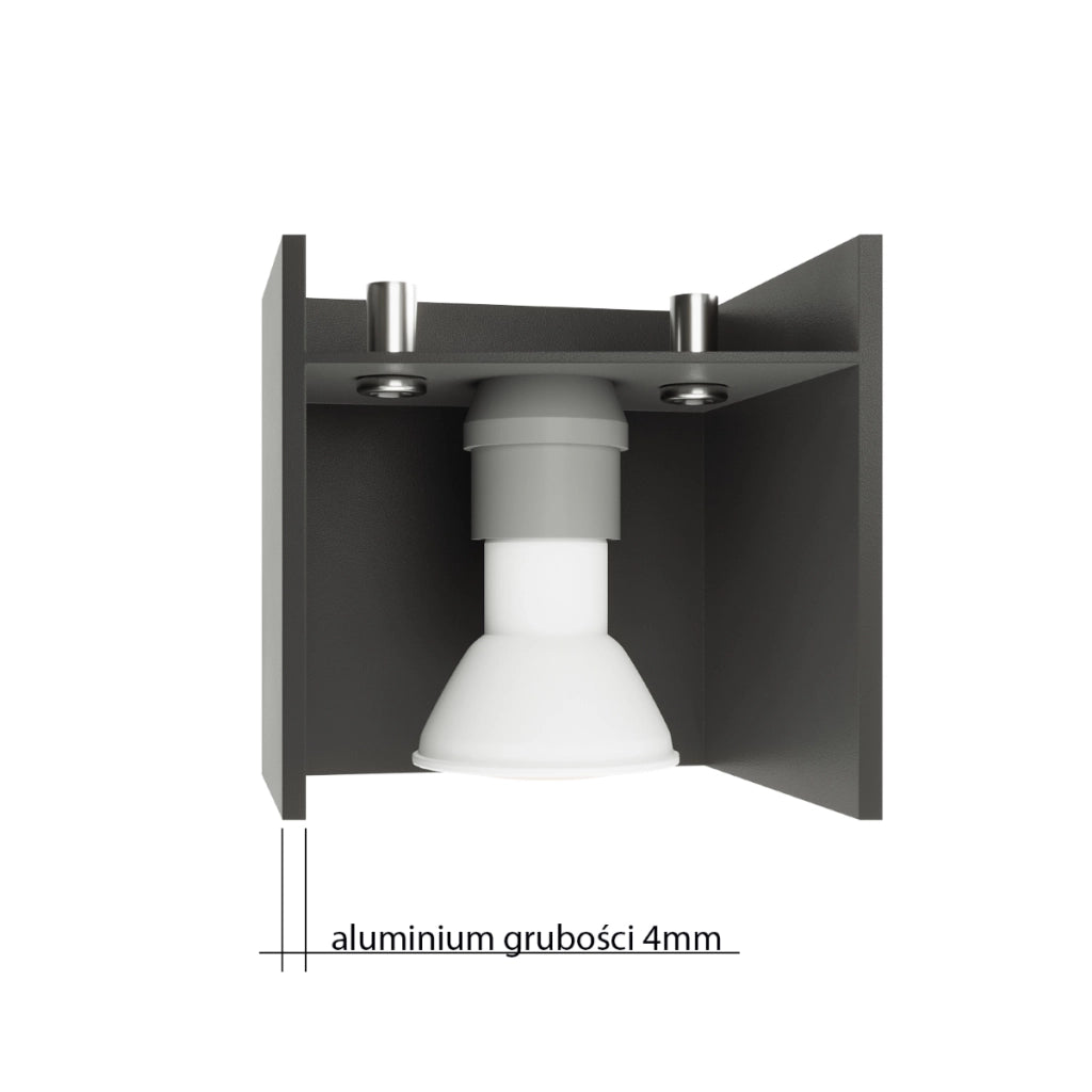 Lampada da parete moderna in alluminio grigio Quad Deep Space 2x GU10 LED Max 10W