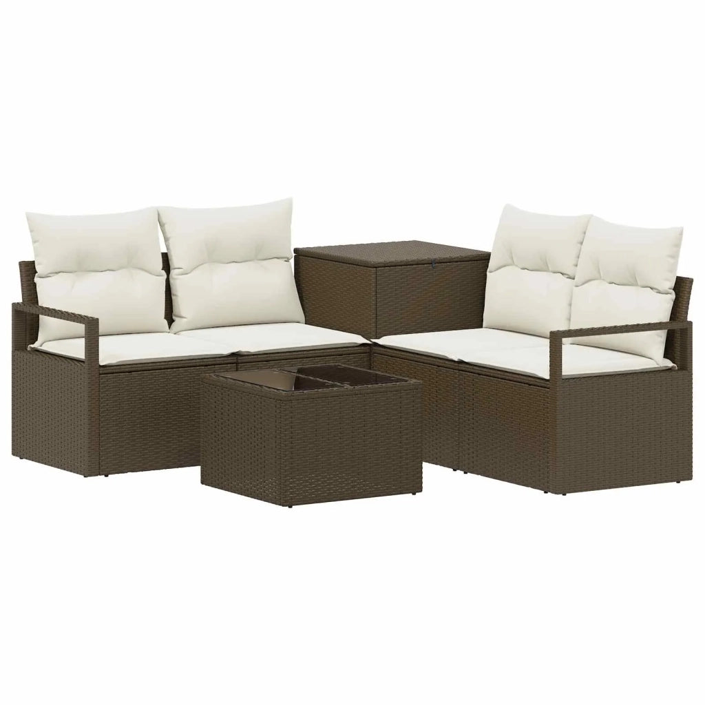 Set di divani 6 pz Marrone e Bianco Crema 3447240