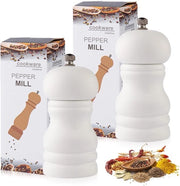 Set di macinatura sale e pepe manuale - Houten - Lavorazione ceramica regolabile - 13,5 cm - Legno di rubber duraturo - Macinacaffè per spezie