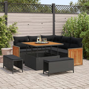 Set Divano da Giardino con cuscino 8 pcs Nero