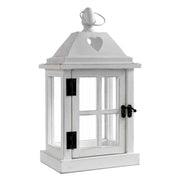 LANTERNA CON STRUTTURA IN LEGNO 15X12X27CM COLORE BIANCO