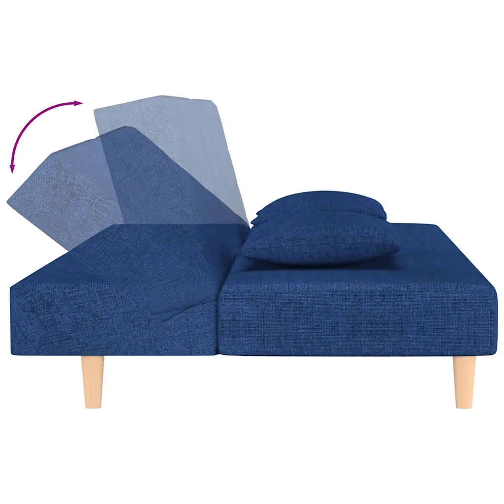 Divano letto | Sof¨¤ letto | Letto singolo a 2 Posti con 2 Cuscini Blu in Tessuto