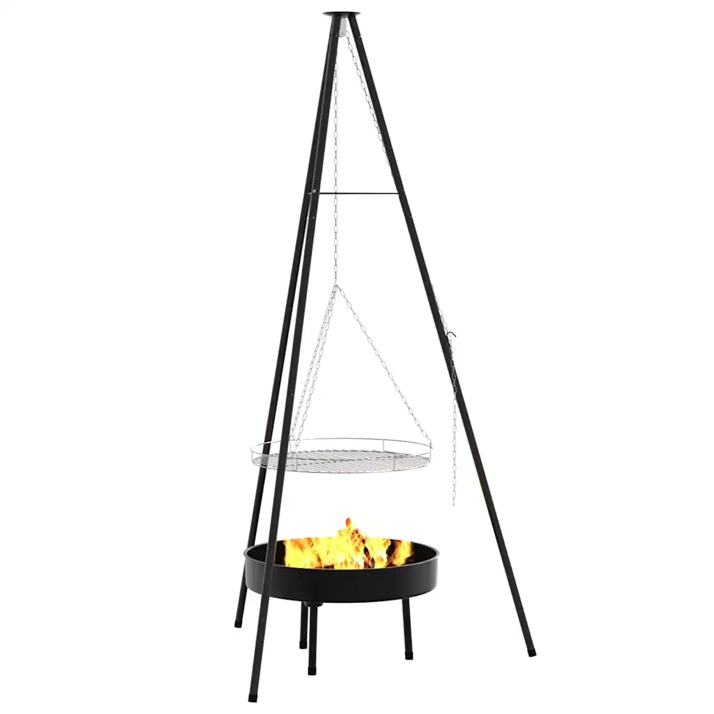 Treppiede da Campeggio 3 pcs Nero Acciaio 42010332
