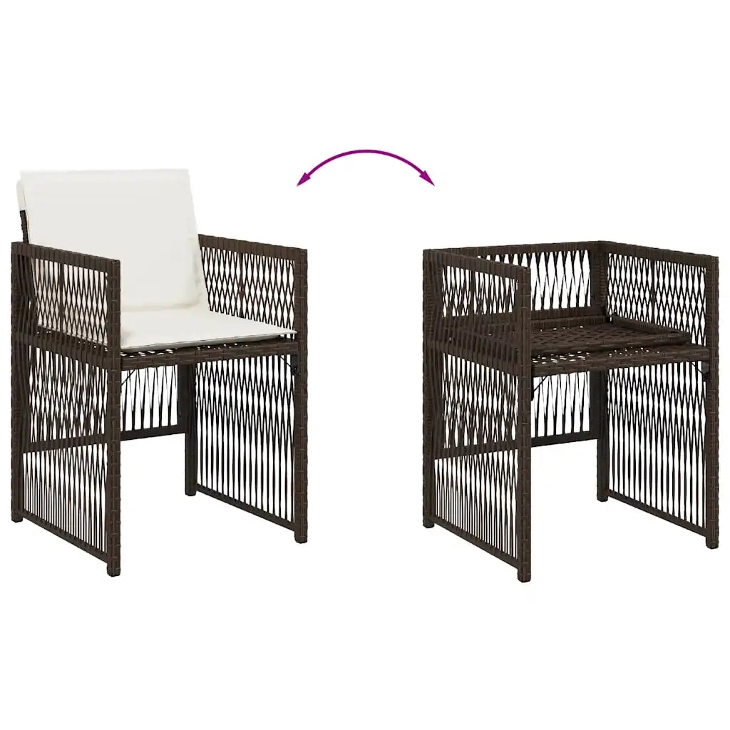 Sedie da Giardino con Cuscini 4 pz Marroni in Polyrattan 364969