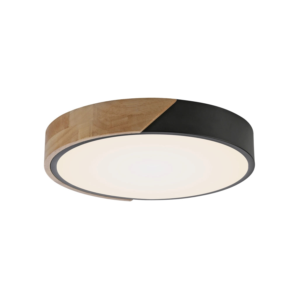 Plafoniera rotonda Ø32 nera/legno LED 24W BILA Just Light
