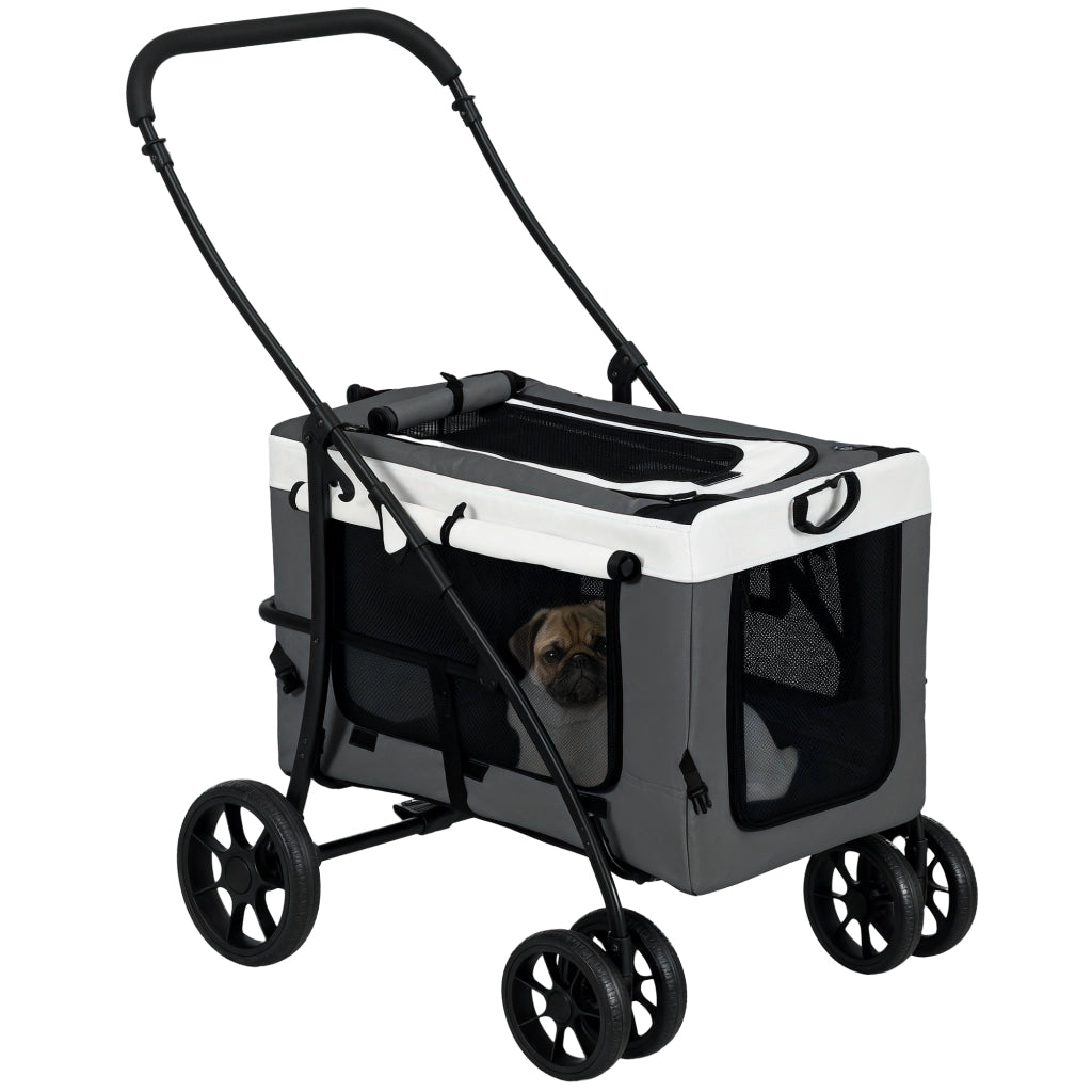 Carrello per animali domestici ¨C Minimal ¨C 81x58x97,5 cm, nero grigio bianco