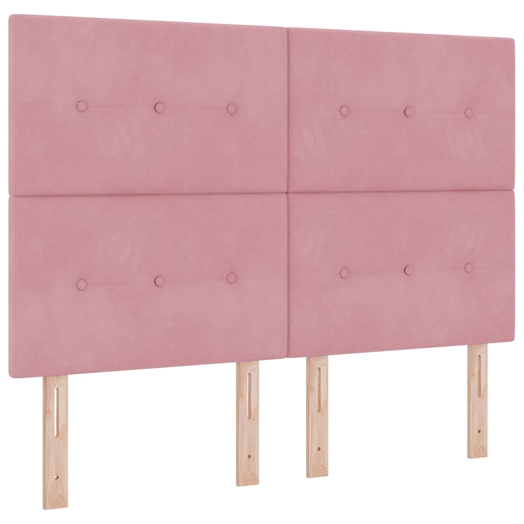 Letto a Sorgente LED con materasso Rosa 140 x 200 cm Velluto 3343321