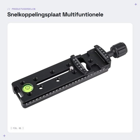 Platina di collegamento rapido 140 mm - Nodo rail multifunzionale - Piattaforma in alluminio leggera - Resistente all'ossidazione - Adatto per fotocamere DSLR/SLR - Lavorazione CNC precisa - Piattaforma di scambio