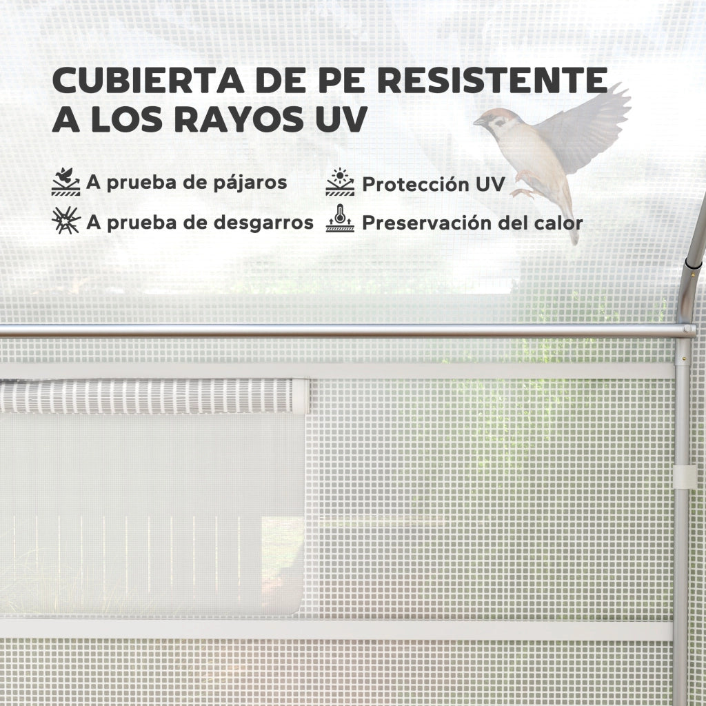 Serra da Giardino 4x3x2 m con 2 Finestre e Porta a Zip ¨C Minimal ¨C Bianco