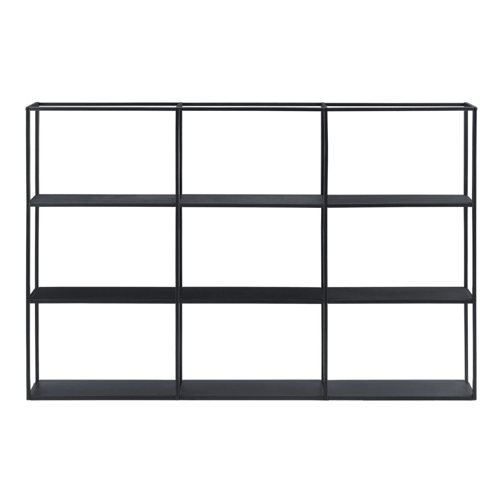 Scaffale da Parete Jelsa in Ferro Libreria Sospesa con 9 Scomparti 160x18x110 cm Nero [en.casa]