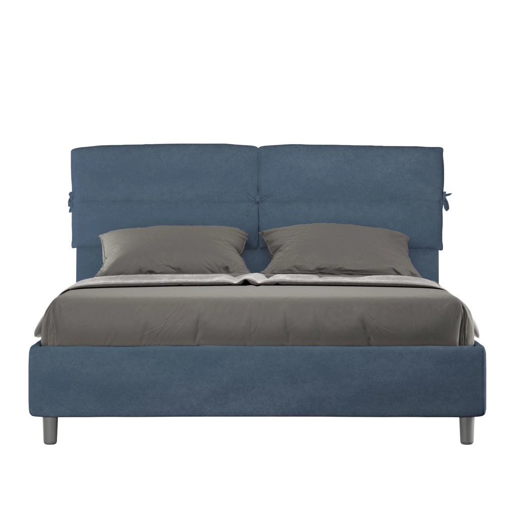 Letto Matrimoniale 160x210 cm con Rete e Contenitore Nandy Blu