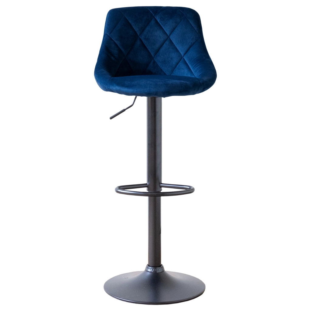 Set di 2 sgabelli da bar in velluto blu ROBIN