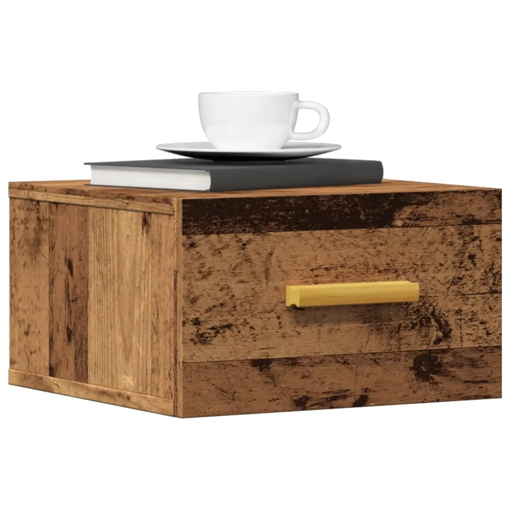 Comodino a Muro Legno Antico 35x35x20 cm 857063