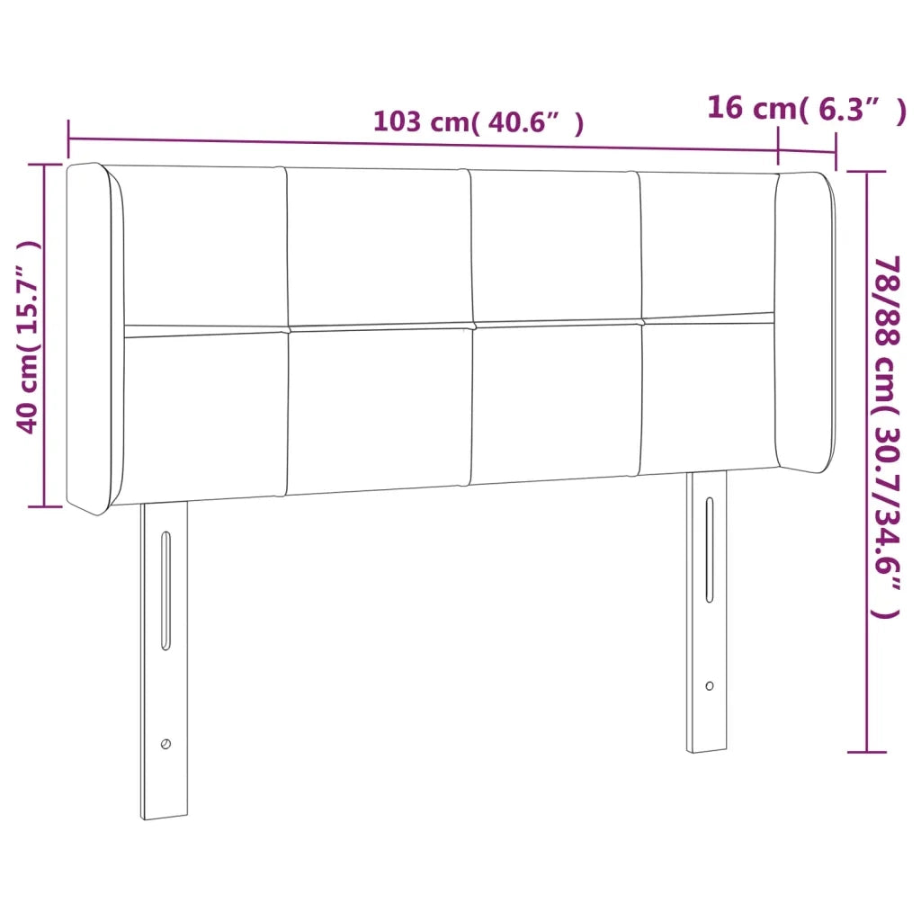 Testiera | Testata ad Orecchio Grigio Chiaro 103x16x78/88 cm in Tessuto