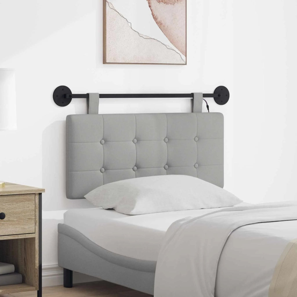 Testiera sospesa Con luce LED Grigio Nuvola Tessuto 3424344