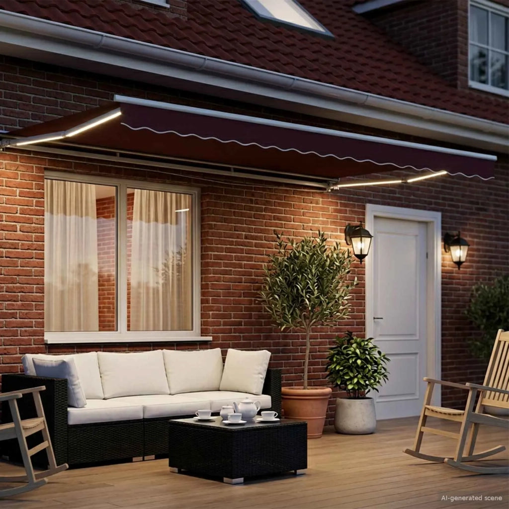 Cornice per Tenda Manuale con LED Borgogna e Bianco 4,5 × 3 m 3420653