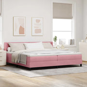 Letto a molle con testiera Rosa 200 x 200 cm Velluto 3341545