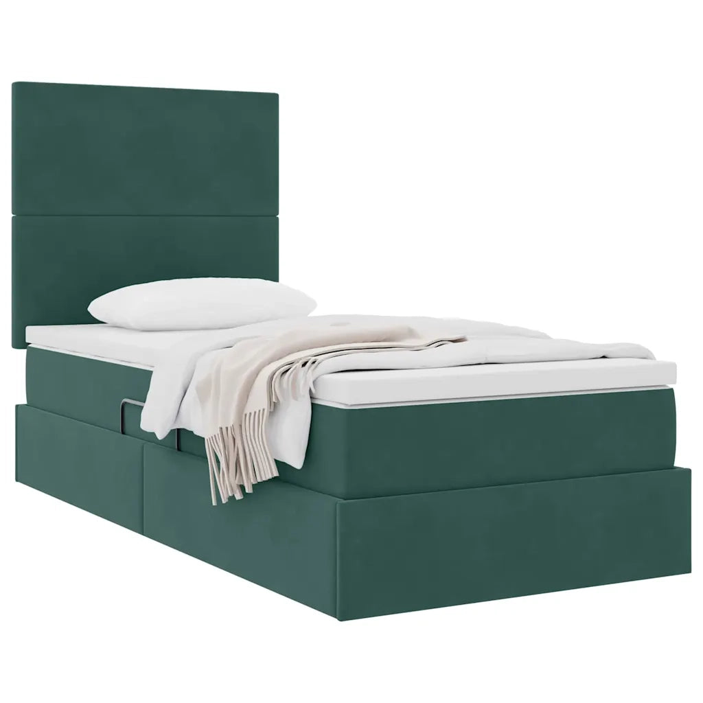 Letto con contenitore e materasso Verde Scuro 100 x 200 cm