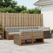 Set di divani da esterno 7 pcs Naturale e Grigio Chiaro 3383469