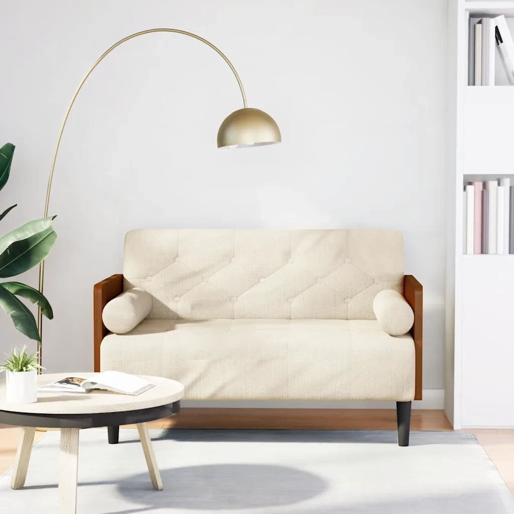 Divano Divanetto con Cuscini-Sofa Bolster 110 cm Lino