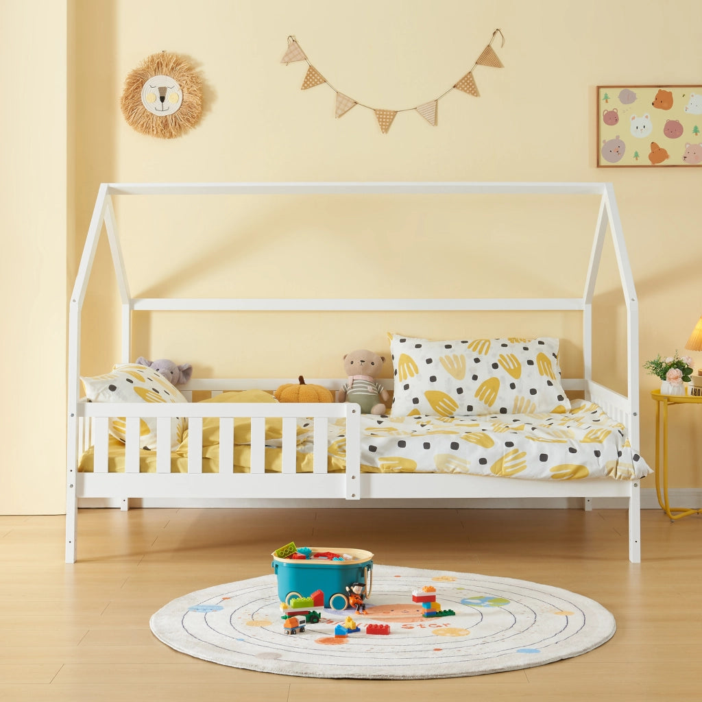 Letto Casetta per Cameretta Ydre 120x200 cm Bianco [en.casa]