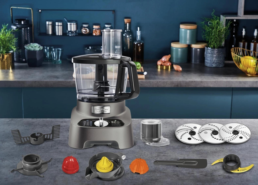 Moulinex FP825E10 Double Force Robot da Cucina Multifunzione 3 L 1000 W 10 Accessori colore Nero Grigio