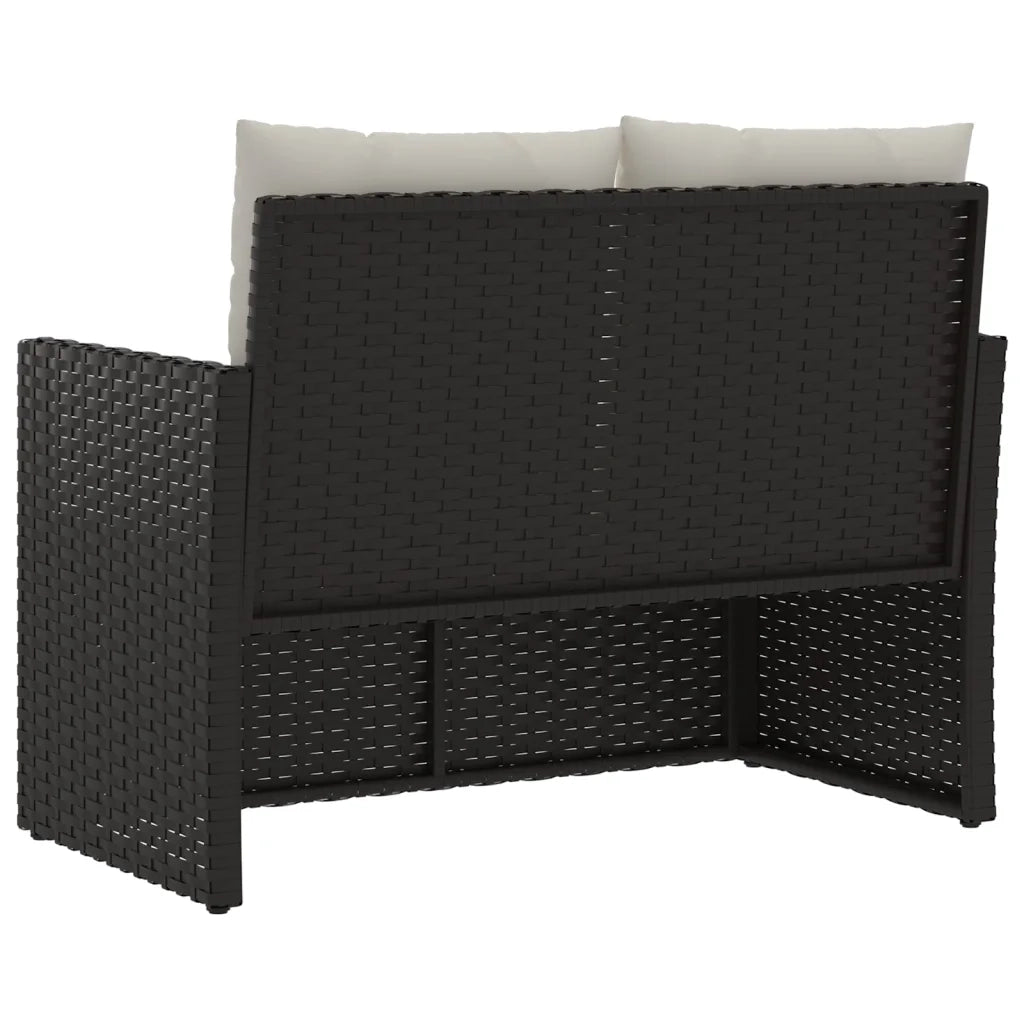 Panchina da Giardino | Panca da Giardino con Cuscini Nera 105 cm in Polyrattan