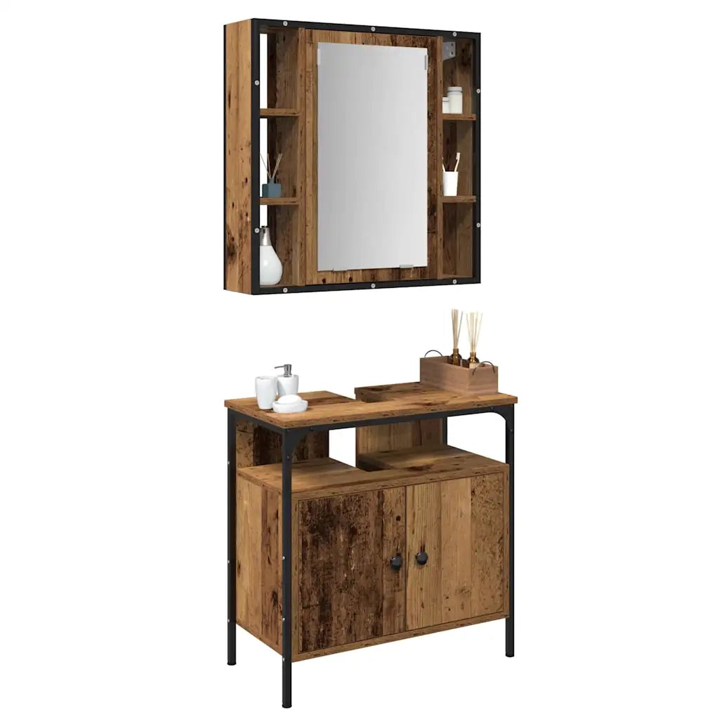 Set di mobili per il bagno 2 pcs Marrone Legno multistrato 3332499