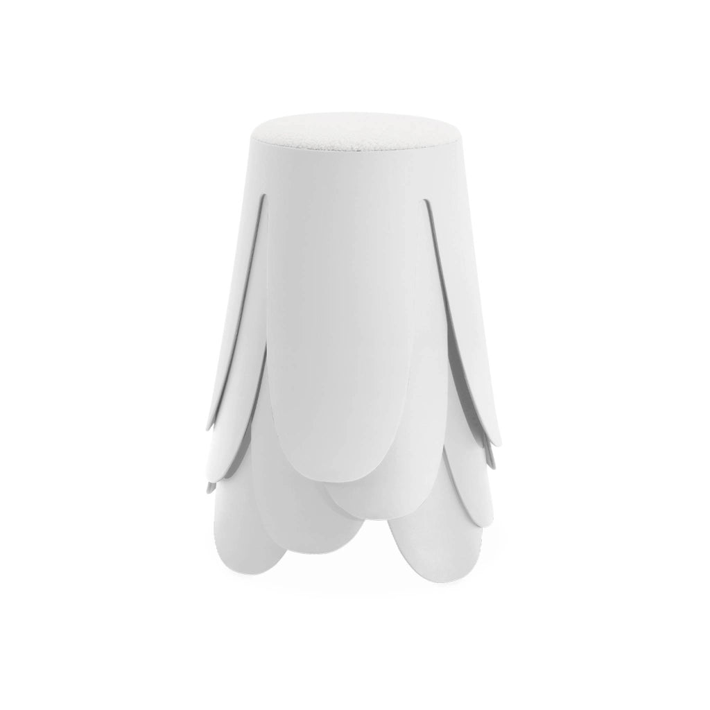 Set 4 sgabelli impilabili in bouclé, bianco