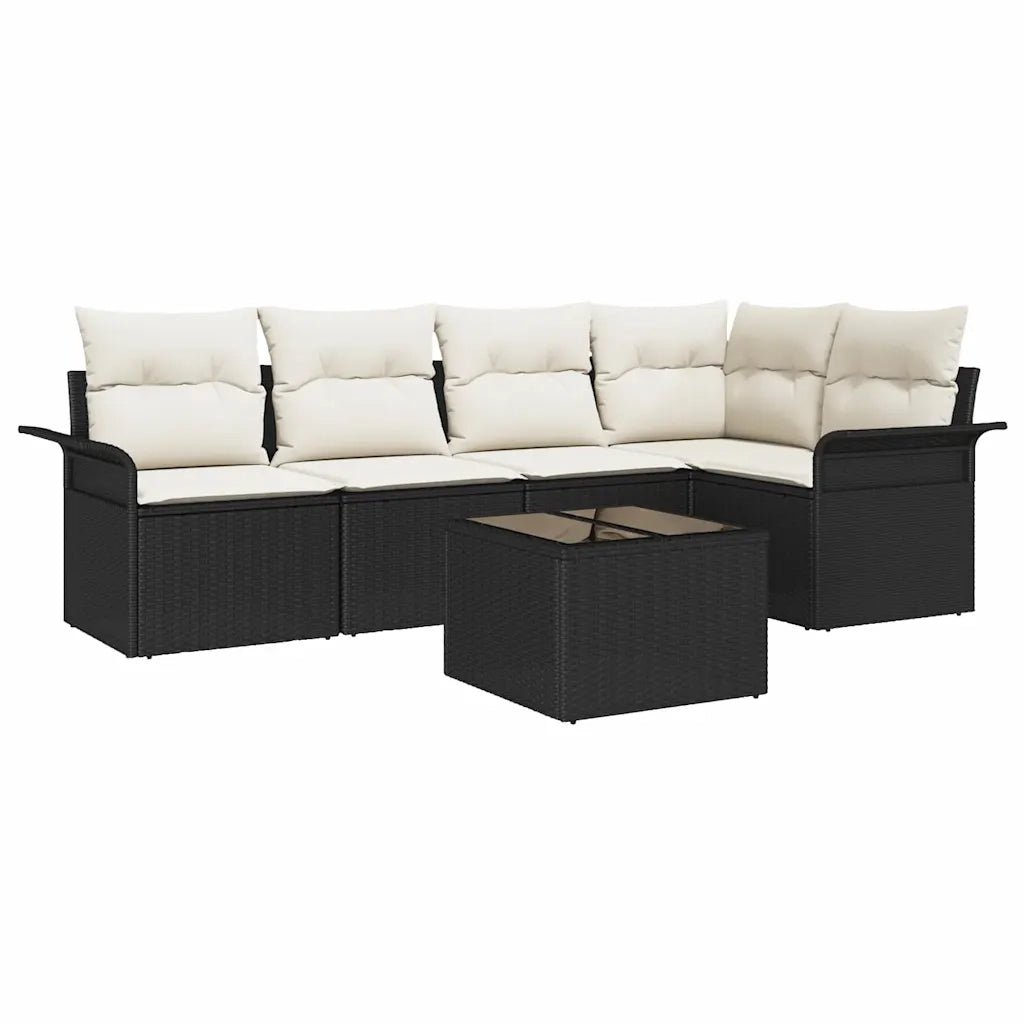 Set Divano da Giardino con cuscino 6 pcs Nero polyrattan 3345367