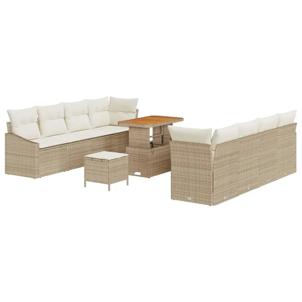 Set Divano da Giardino con cuscino 11 pcs Beige e Crema 3364581
