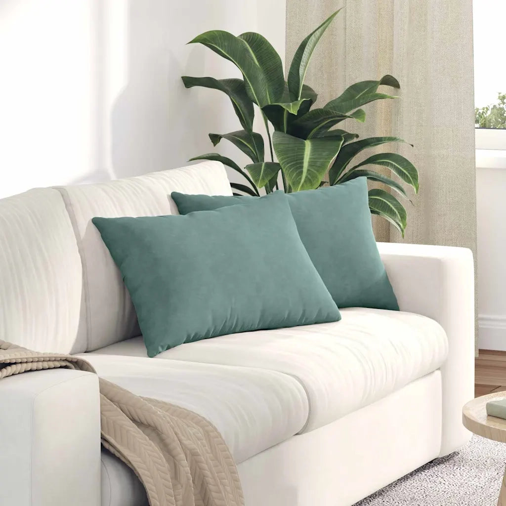 Cuscini da Divano 2 pz-Set di 2 Cuscini per Sofa Verde Mare 60 x 40 cm Tessuto in Cords