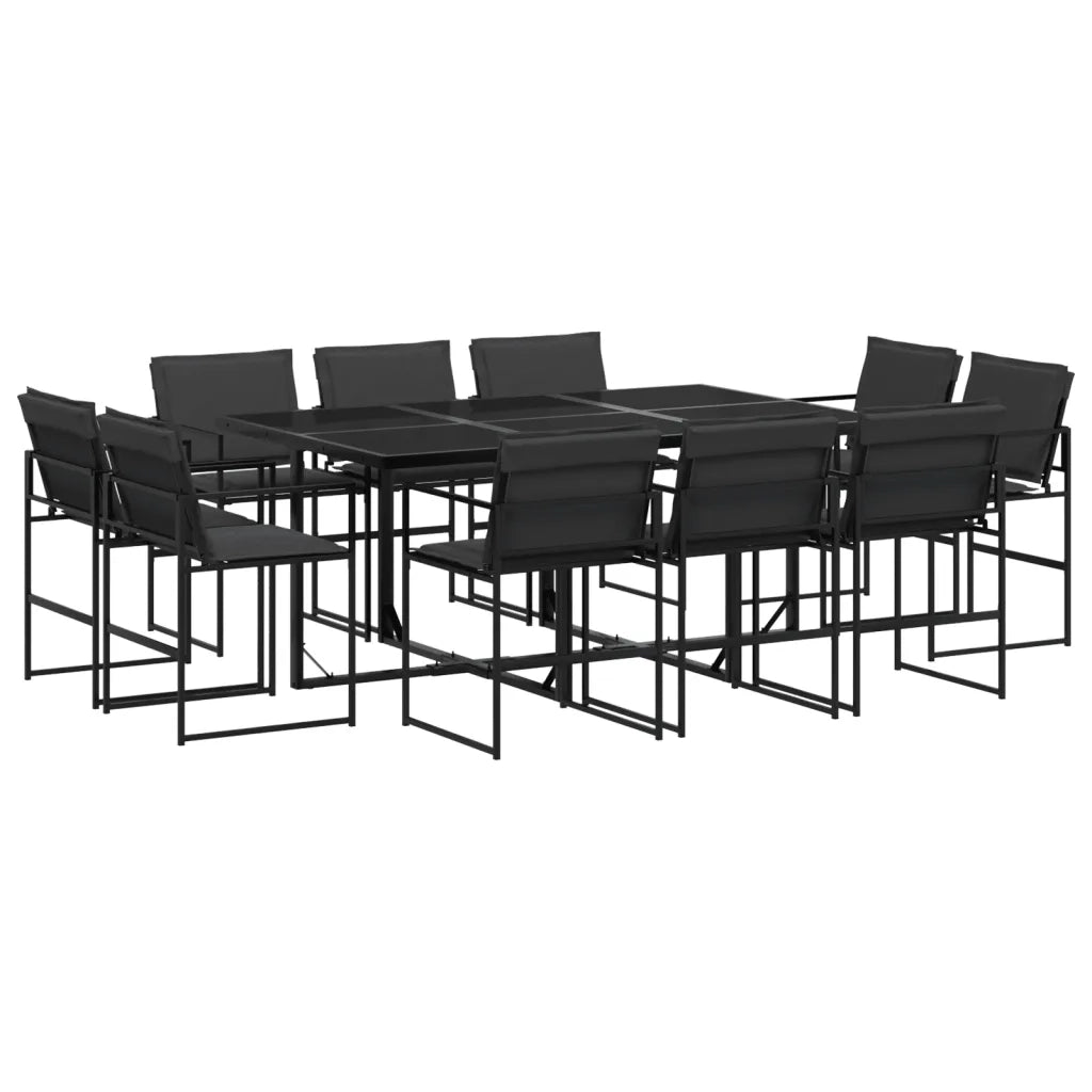 Set da Pranzo da Giardino 11 pz con Cuscini Nero in Textilene 3295079