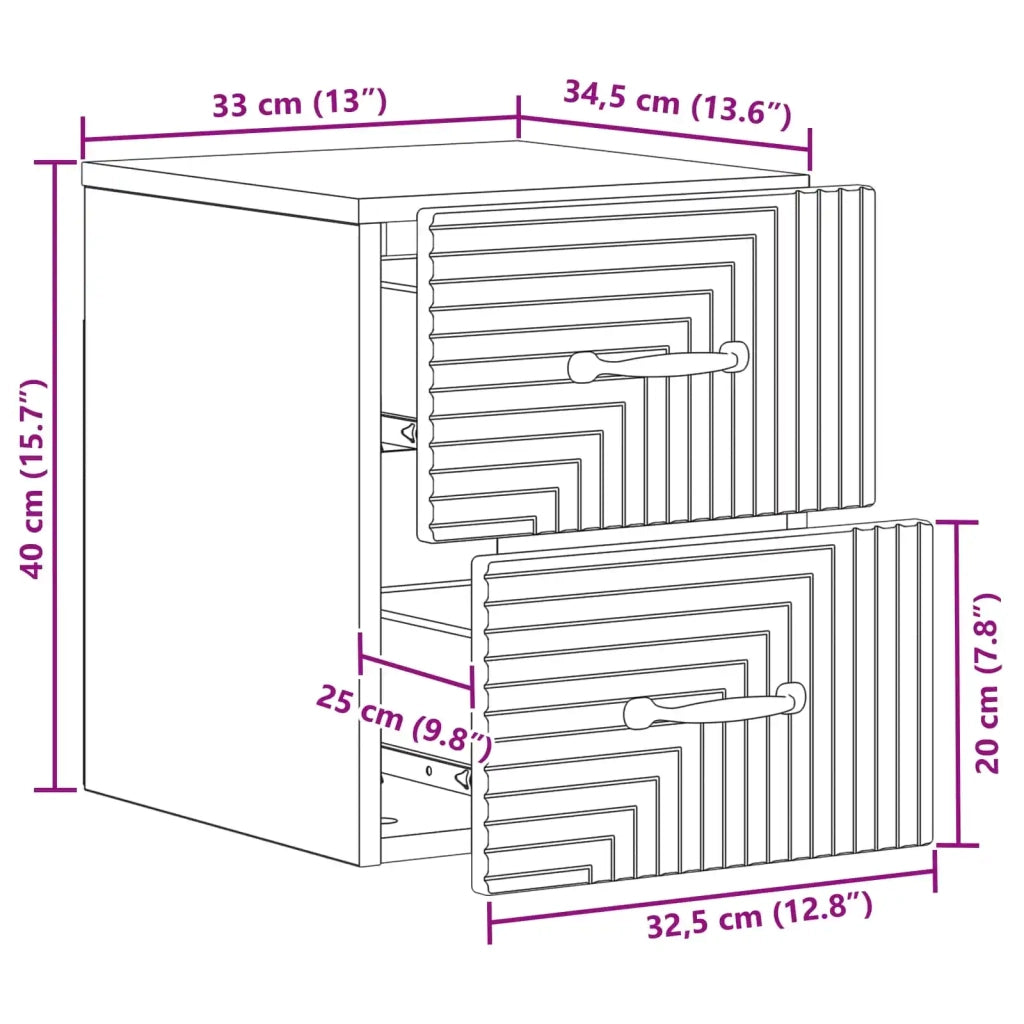 Mobiletto da notte a muro Rovere Sonoma 34,5 x 33 x 40 cm 898639