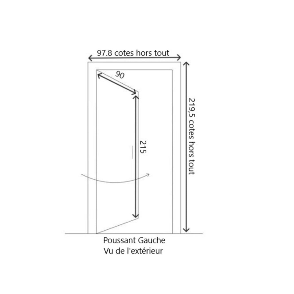Porta di servizio in legno 'Naxos' modello 215X90 a sinistra a spinta (dimensioni della tavola) senza maniglia